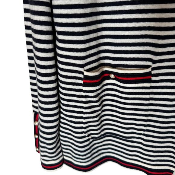 Talbots the Oprah Magazine Collection Embroidered Striped Cardigan Black Large - Picture 5 of 8